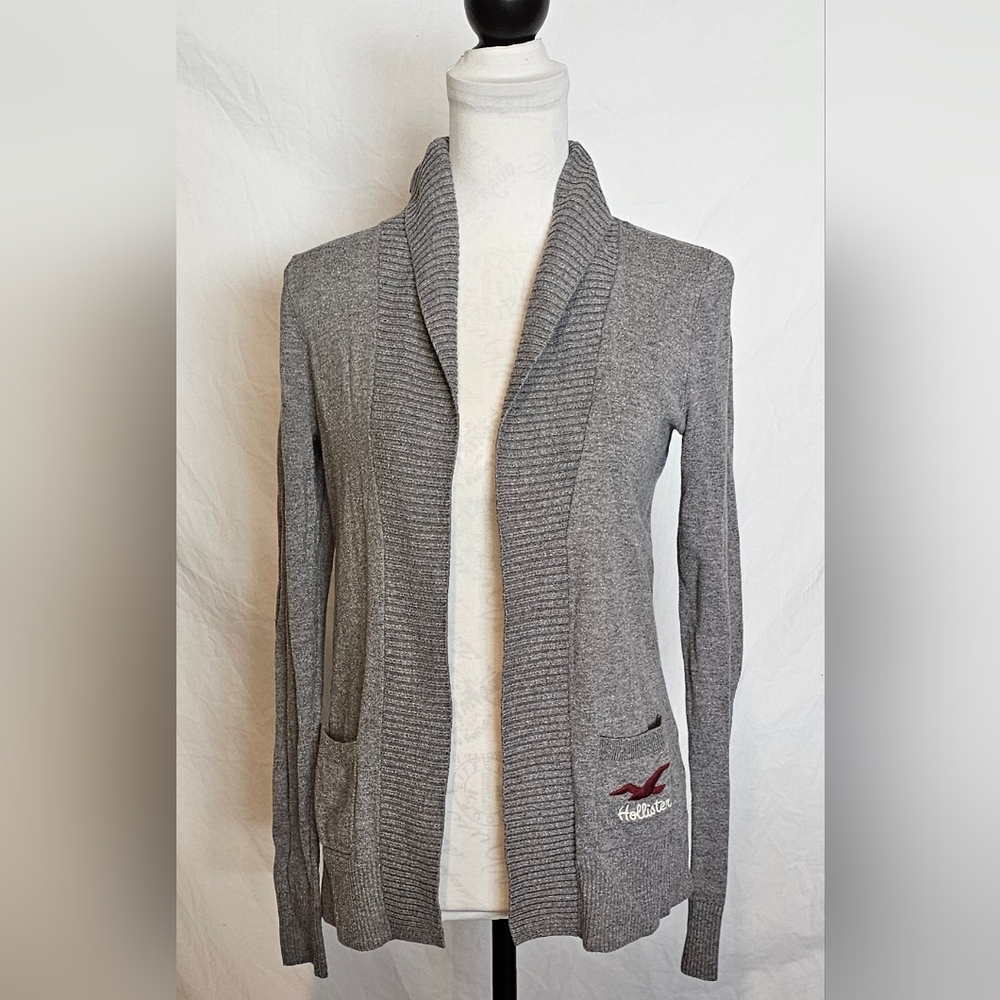 Hollister Gray Open Front Knit Cardigan